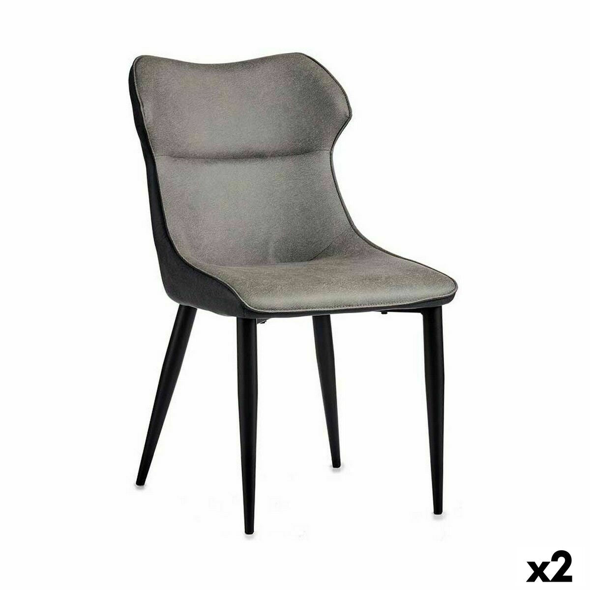 Sillón Negro Gris Acero 49 x 86 x 60 cm (2 Unidades)