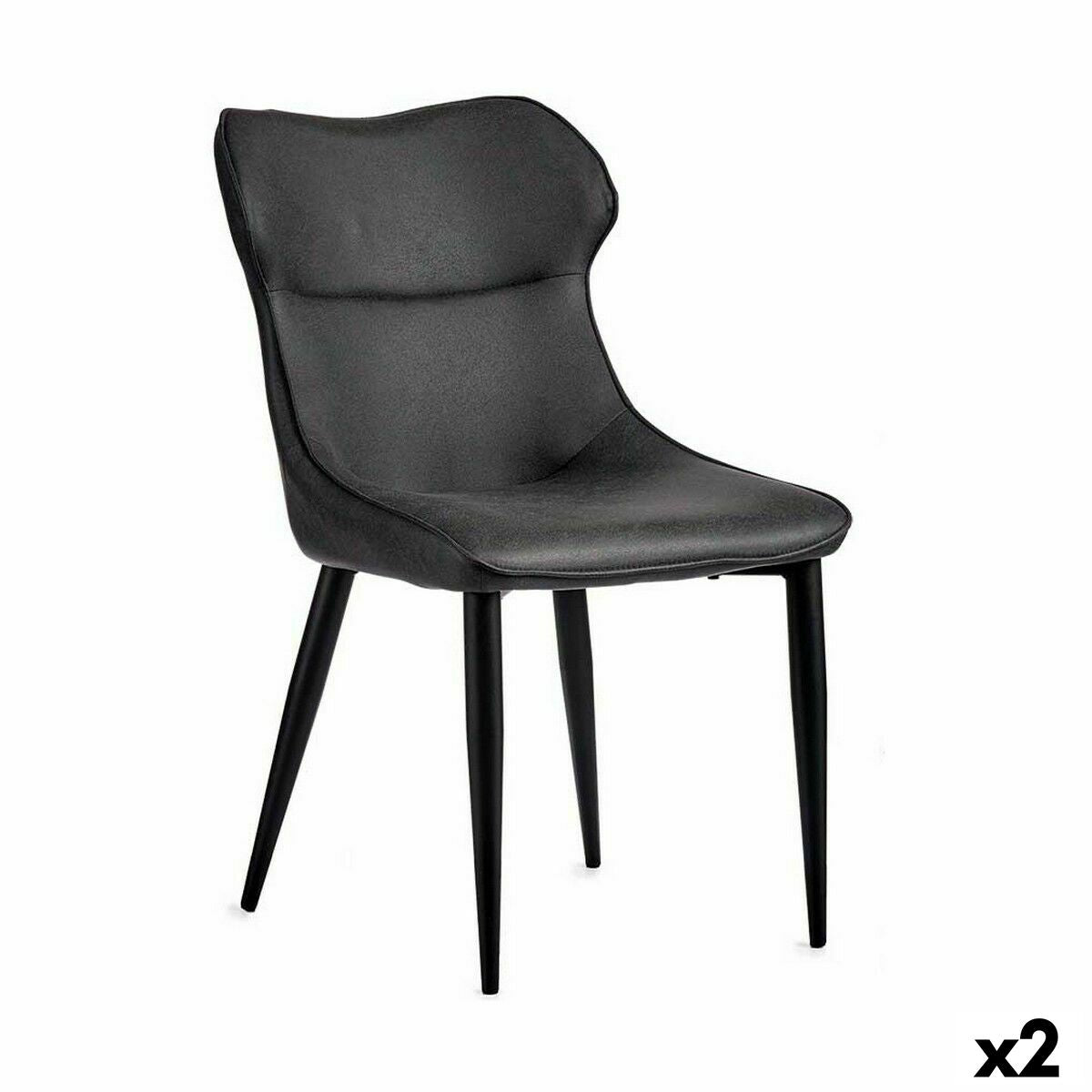 Black Anthracite Steel Armchair 49 x 86 x 60 cm (2 Units)