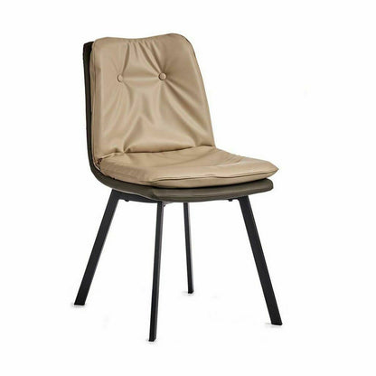 Buttoned Armchair Black Beige Steel Grey 62 x 85 x 47 cm (2 Units)