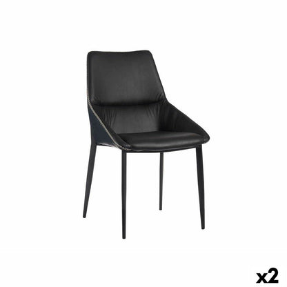 Sillón Trenzado Azul Negro Acero 50 x 87 x 61 cm (2 Unidades)