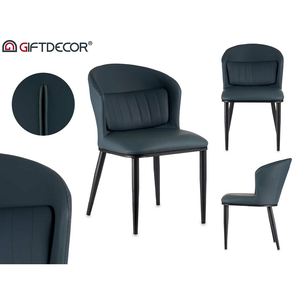 Round Armchair Blue Black Steel 51 x 83.5 x 54 cm (2 Units)