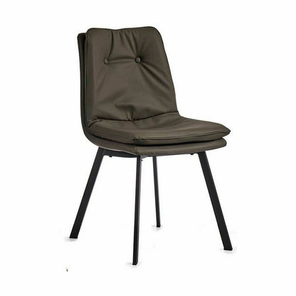 Buttoned Armchair Black Steel Grey 62 x 85 x 47 cm (2 Units)