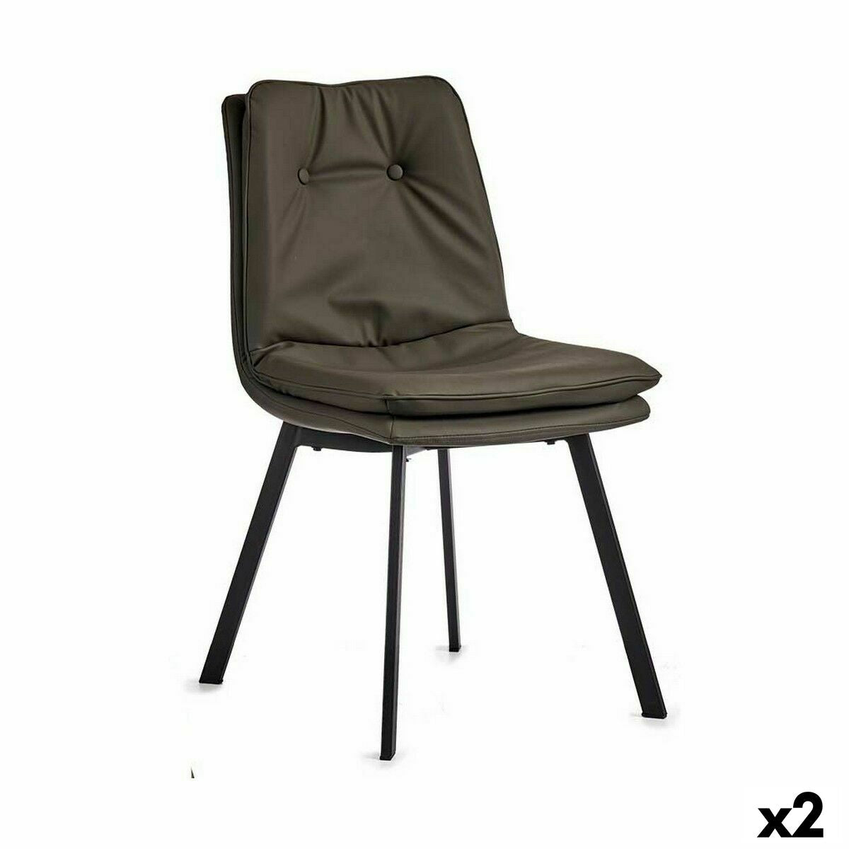 Buttoned Armchair Black Steel Grey 62 x 85 x 47 cm (2 Units)