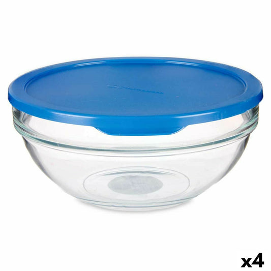 Chefs Blue Round Lunch Box with Lid 1,135 L 17.2 x 7.6 x 17.2 cm (4 Units)