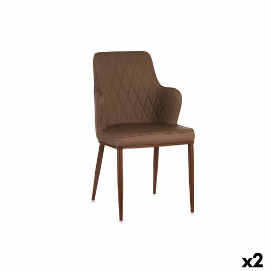 Rhombus Armchair Brown Black Steel 53 x 90 x 43 cm (2 Units)