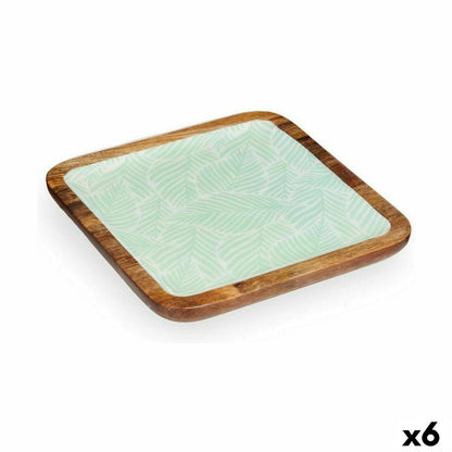 Centro de Mesa Blanco Marrón Verde Hoja de planta 25 x 25 cm (6 Unidades)