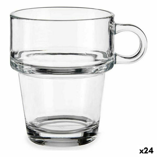 Stackable Transparent Glass Cup 270 ml (24 Units)