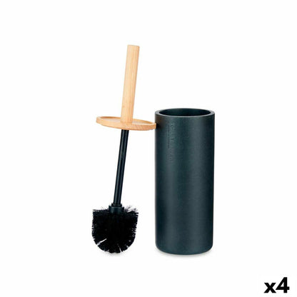 Black Toilet Brush Wood Resin 10.2 x 38 x 10.2 cm (4 Units)