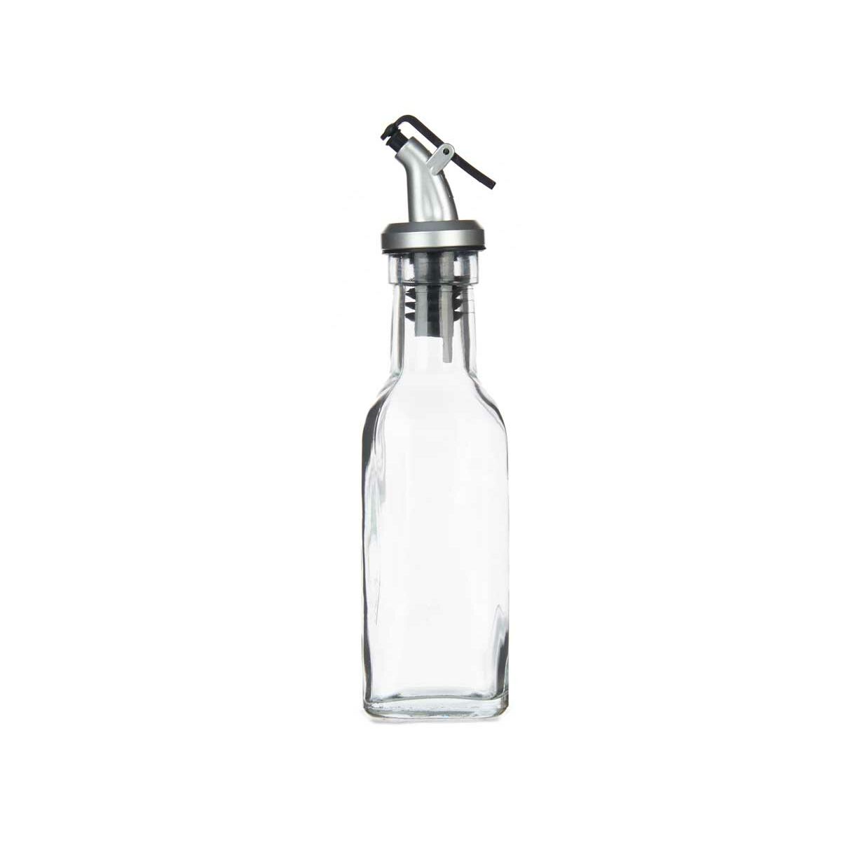 Transparent Oil Can Glass Steel 180 ml (12 Units)