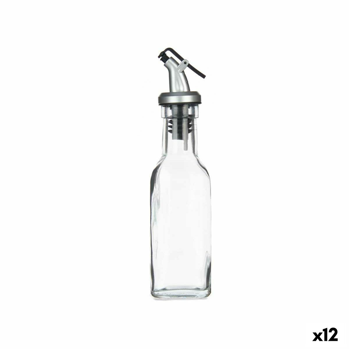 Transparent Oil Can Glass Steel 180 ml (12 Units)