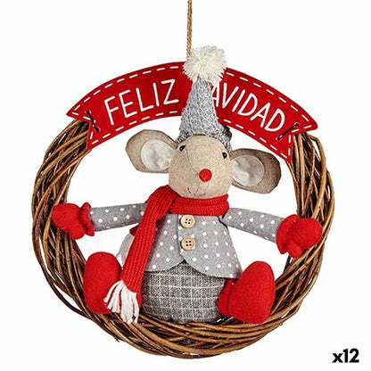 Christmas Ornament Hanging Red Mouse Grey 33 x 12 x 33 cm (12 Units)