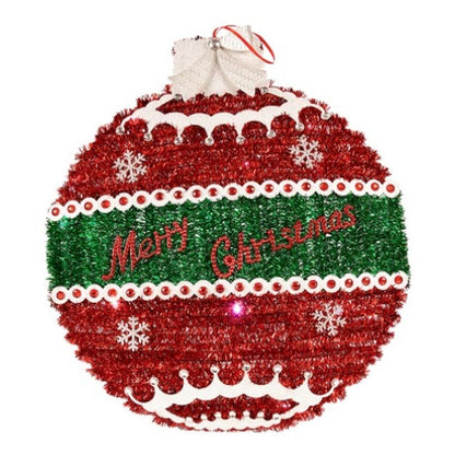 Christmas Decoration Hanging Christmas Ball Tinsel LED Light White Red Polypropylene PET 40 x 5.5 x 40 cm (12 Units)