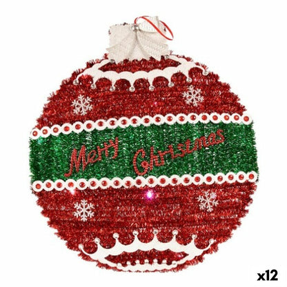 Christmas Decoration Hanging Christmas Ball Tinsel LED Light White Red Polypropylene PET 40 x 5.5 x 40 cm (12 Units)