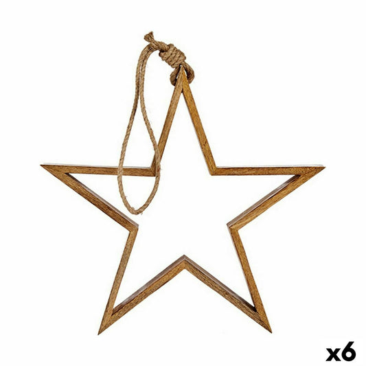 Christmas Decoration Star Brown Jute Wood 41.5 x 7 x 78 cm (6 Units)