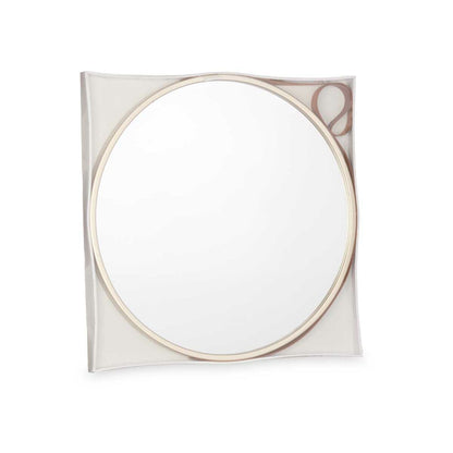 Wall Mirror Champagne Brown Crystal Faux Leather 60 x 60 x 3 cm (4 Units)