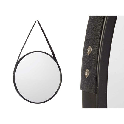 Black Crystal Faux Leather Wall Mirror 60 x 60 x 3 cm (4 Units)