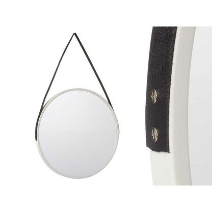 Wall Mirror White Black Crystal Faux Leather 45 x 45 x 3 cm (4 Units)