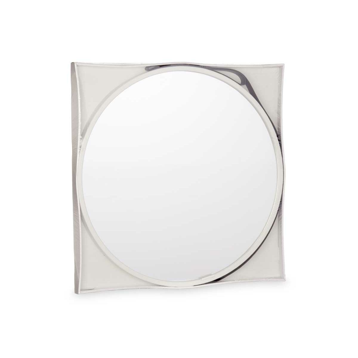 Wall Mirror White Black Crystal Faux Leather 45 x 45 x 3 cm (4 Units)