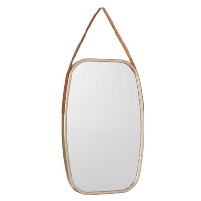 Wall Mirror Champagne Brown Crystal Faux Leather 43 x 65 x 3 cm (4 Units)