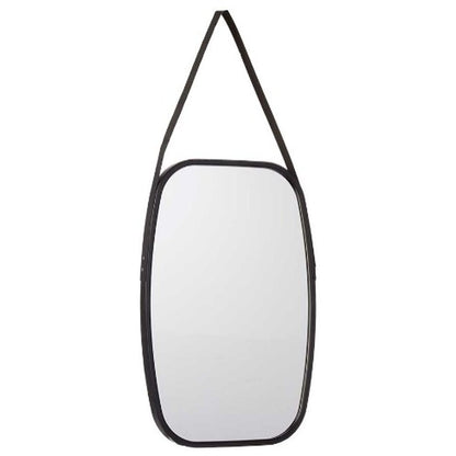 Black Crystal Faux Leather Wall Mirror 43 x 65 x 3 cm (4 Units)