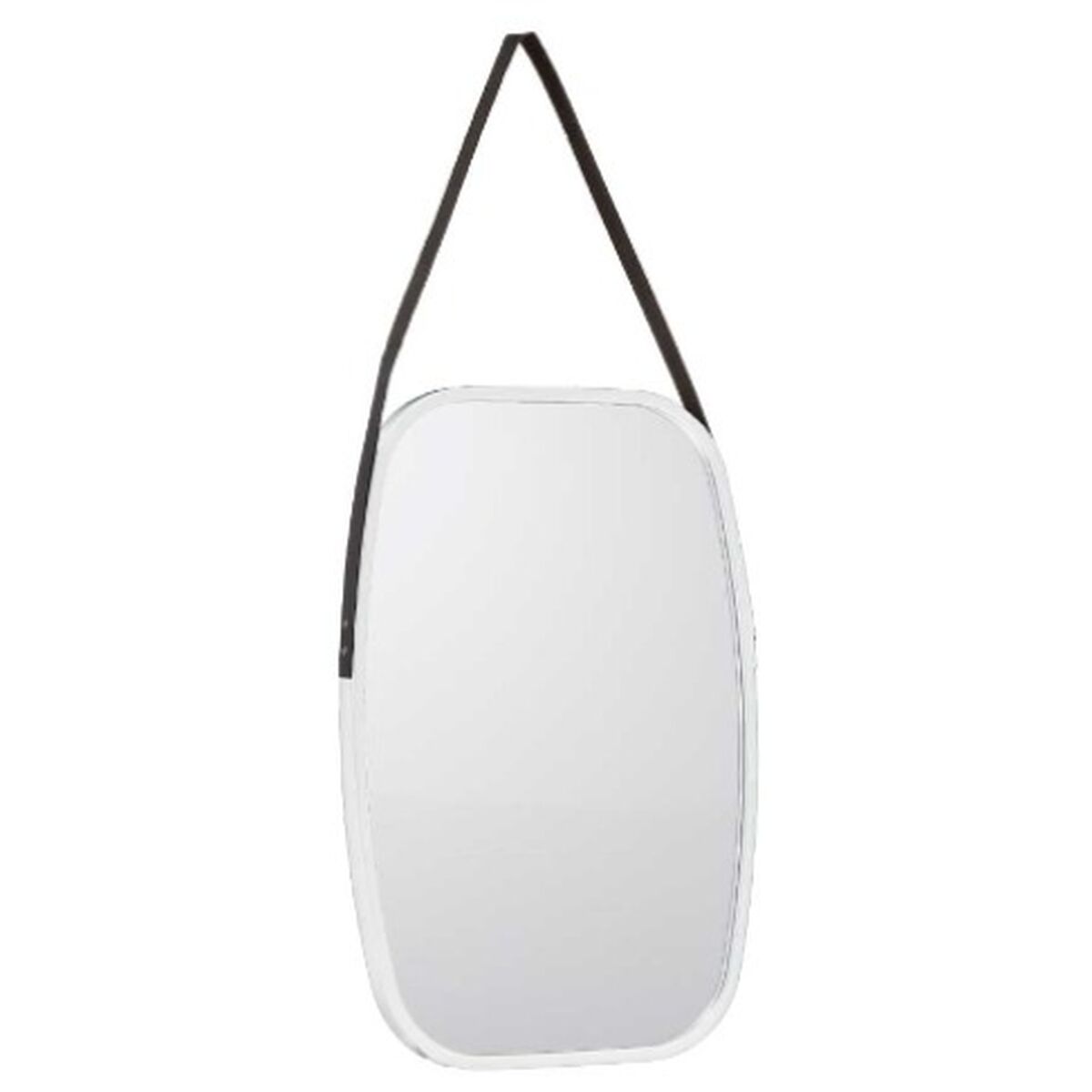 Wall Mirror White Black Crystal Faux Leather 43 x 65 x 3 cm (4 Units)