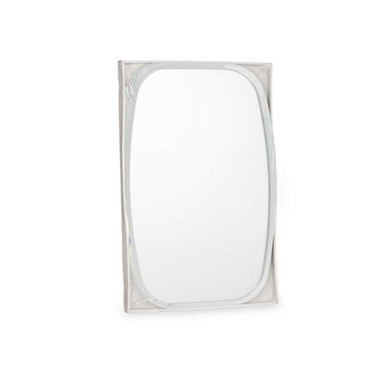 Wall Mirror White Black Crystal Faux Leather 43 x 65 x 3 cm (4 Units)