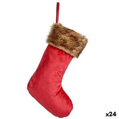 Christmas Ornament Red Velvet Christmas Stocking 27 x 3 x 46 cm (24 Units)