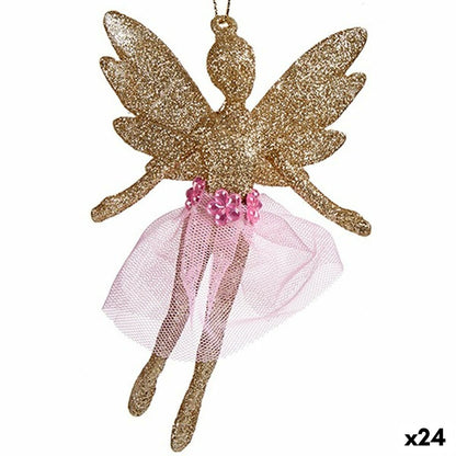 Christmas Ornament Fairy Champagne Plastic Glitter 8 x 12 x 5 cm (24 Units)