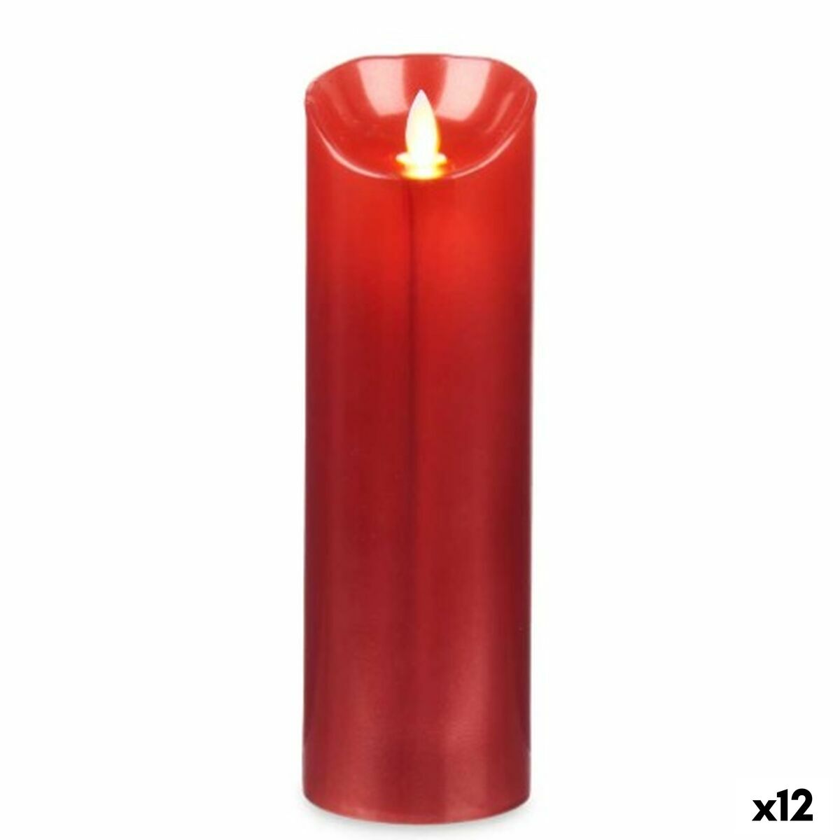 Vela LED Rojo 8 x 8 x 25 cm (12 Unidades)