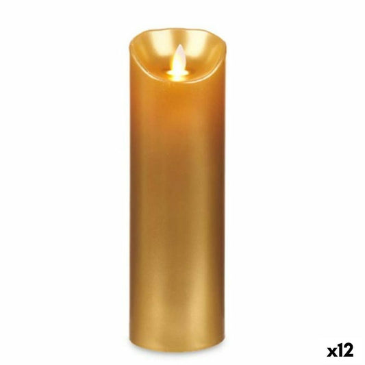 Golden LED Candle 8 x 8 x 25 cm (12 Units)