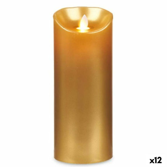 Golden LED Candle 8 x 8 x 20 cm (12 Units)