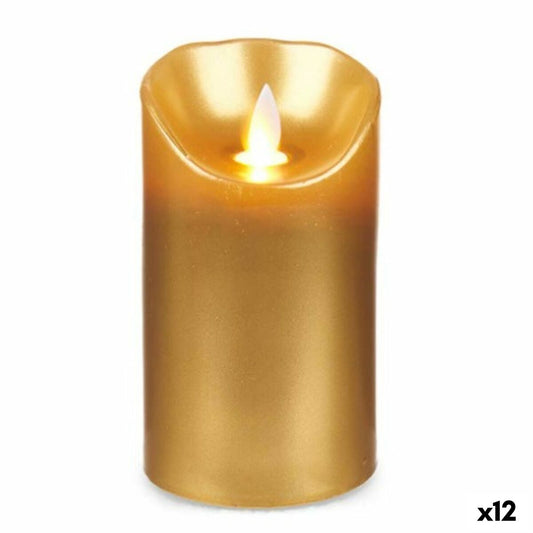 Golden LED Candle 8 x 8 x 15 cm (12 Units)