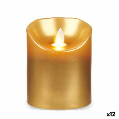 Golden LED Candle 8 x 8 x 10 cm (12 Units)