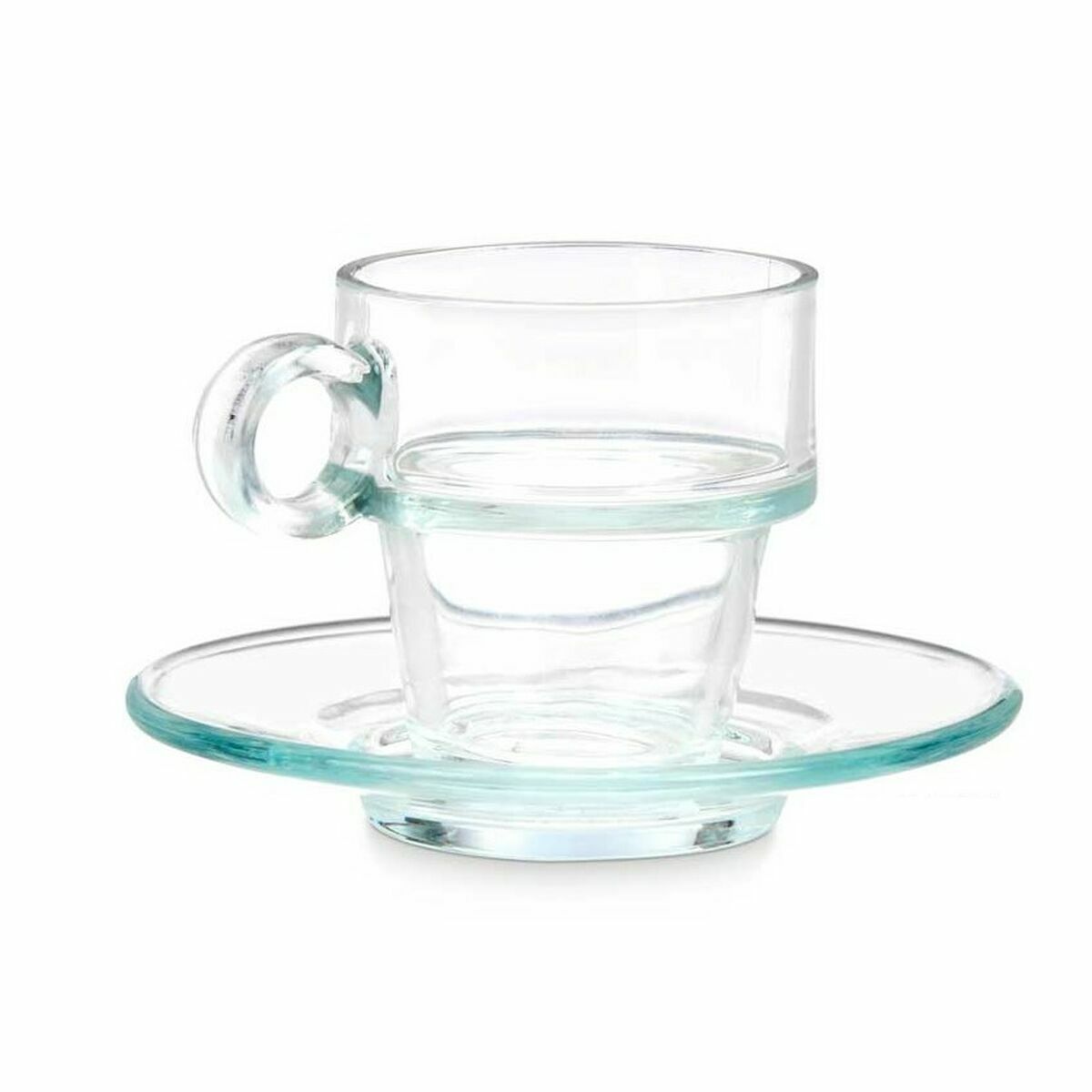 Transparent Glass Cup with Plate 90 ml (6 Units)