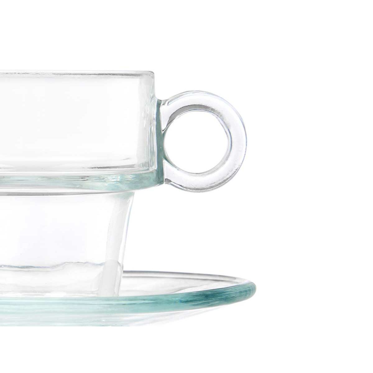 Transparent Glass Cup with Plate 90 ml (6 Units)