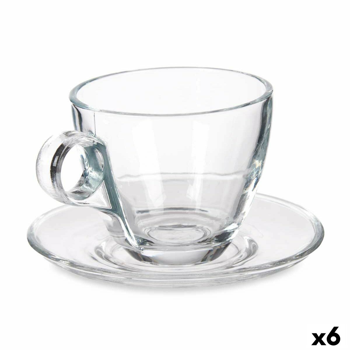 Transparent Glass Cup with Plate 170 ml (6 Units)