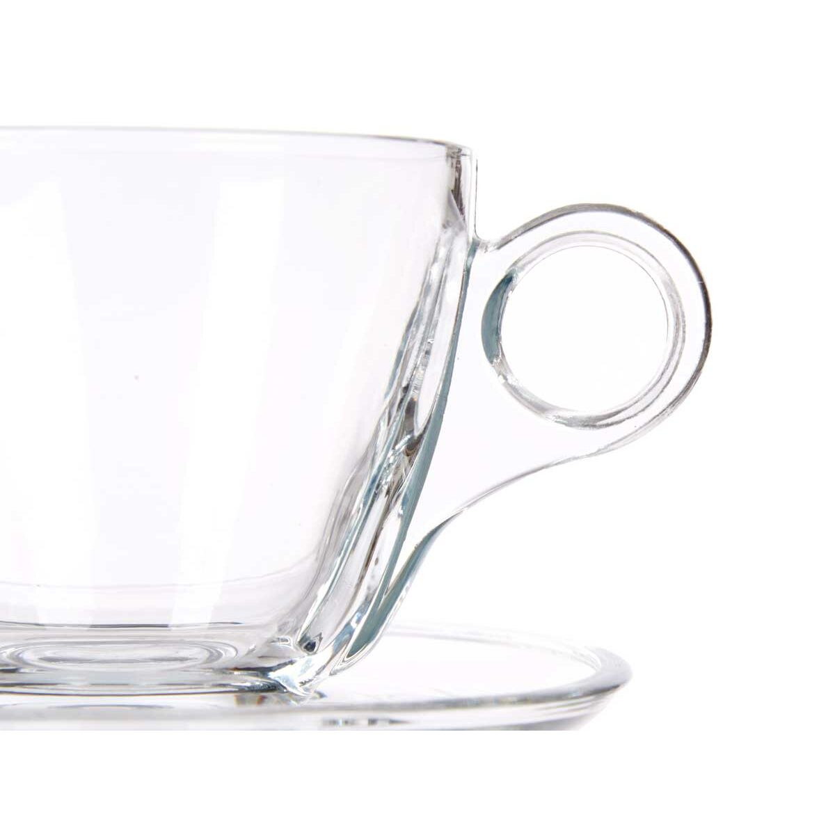 Transparent Glass Cup with Plate 170 ml (6 Units)