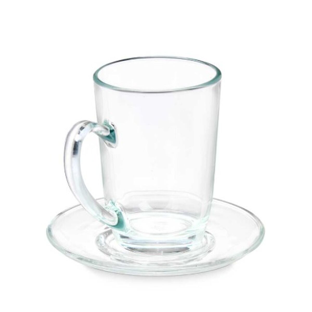 Transparent Glass Cup with Plate 200 ml (6 Units)