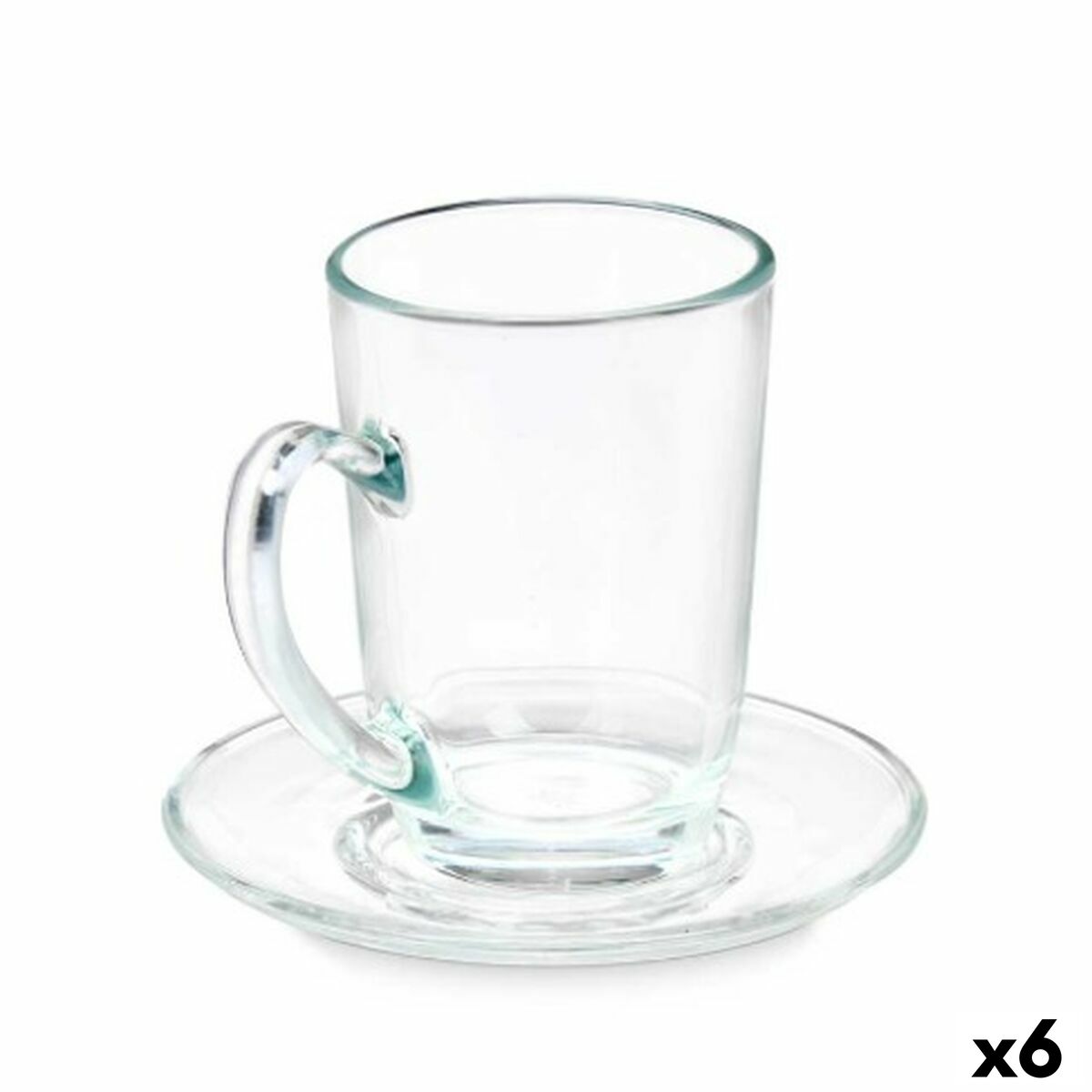 Transparent Glass Cup with Plate 200 ml (6 Units)