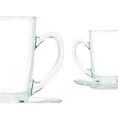 Transparent Glass Cup with Plate 200 ml (6 Units)