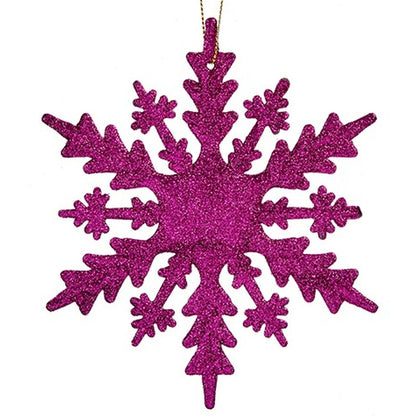 Christmas Ornament Fuchsia Snowflakes Plastic Glitter 15 x 15 x 0.2 cm (24 Units)