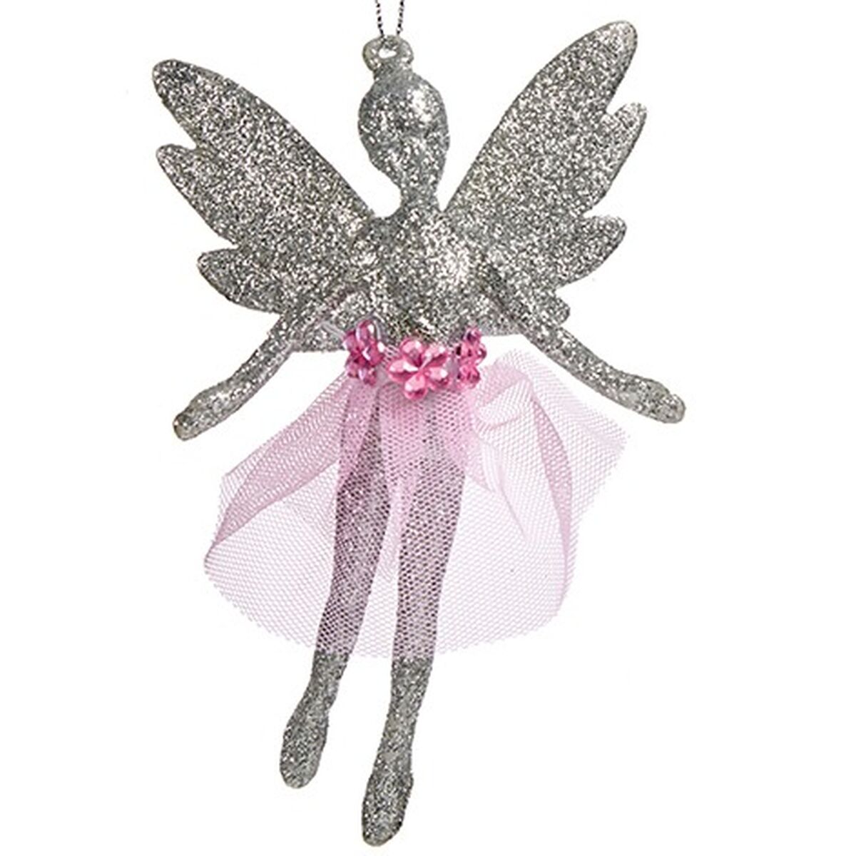 Christmas Ornament Fairy Silver Glitter Plastic 8 x 12 x 5 cm (24 Units)