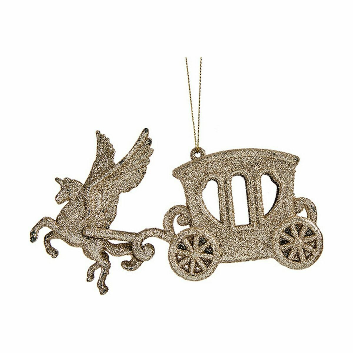 Christmas Decoration Magic Carriage Champagne Plastic Glitter 15 x 8.5 x 4.5 cm (24 Units)