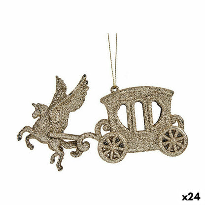 Christmas Decoration Magic Carriage Champagne Plastic Glitter 15 x 8.5 x 4.5 cm (24 Units)