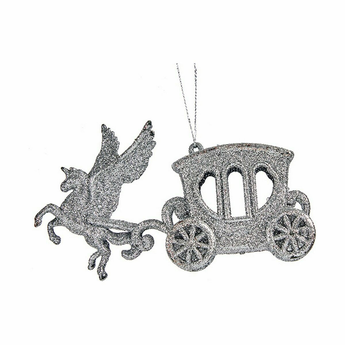 Christmas Decoration Silver Magic Carriage Plastic Glitter 15.5 x 8.5 x 4.5 cm (24 Units)