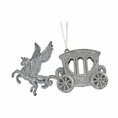 Christmas Decoration Silver Magic Carriage Plastic Glitter 15.5 x 8.5 x 4.5 cm (24 Units)