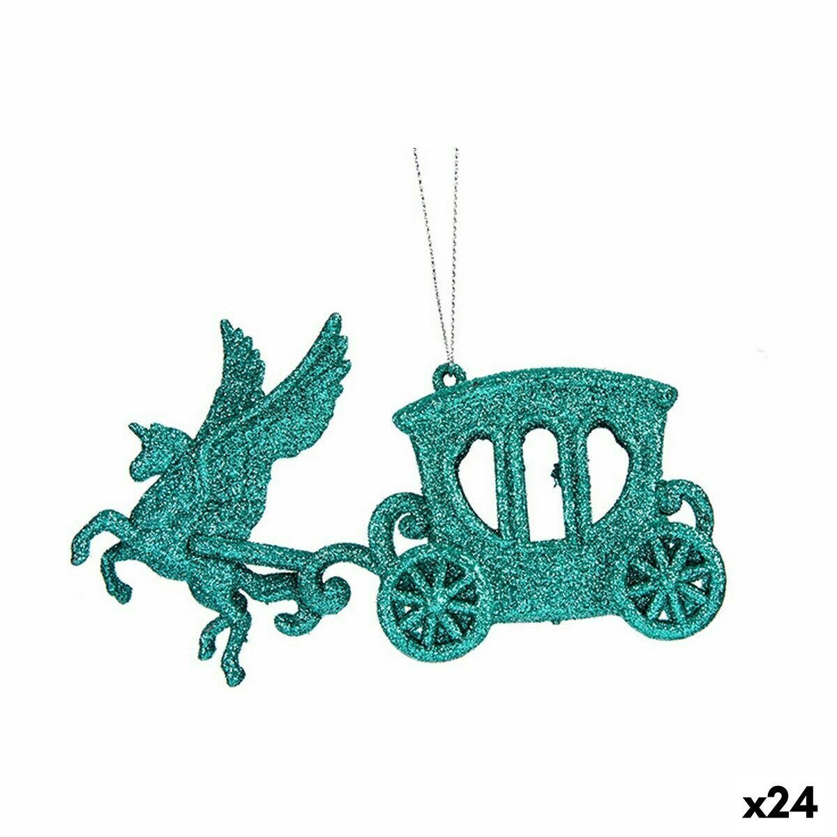 Christmas Decoration Magic Carriage Green Plastic Glitter 15 x 8.5 x 4.5 cm (24 Units)