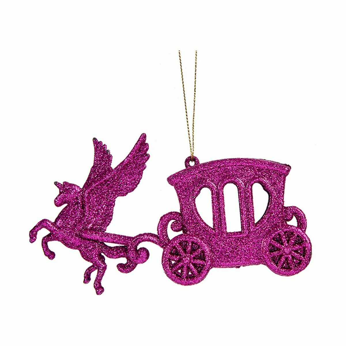 Christmas Decoration Magic Carriage Fuchsia Plastic Glitter 15 x 8.5 x 4.5 cm (24 Units)