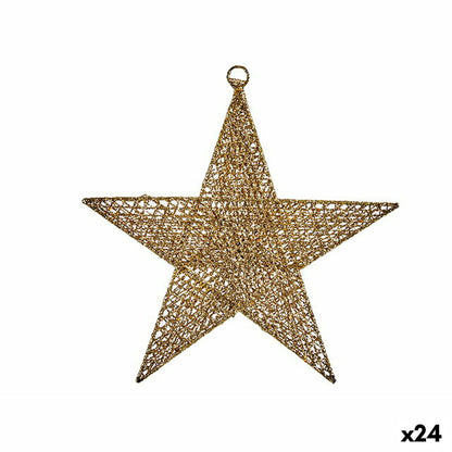 Christmas Ornament Gold Metal Star 30 x 32 x 0.5 cm (24 Units)