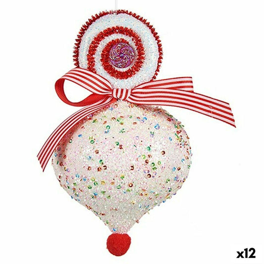 White Teardrop Christmas Ornament 11 x 17 x 11 cm (12 Units)